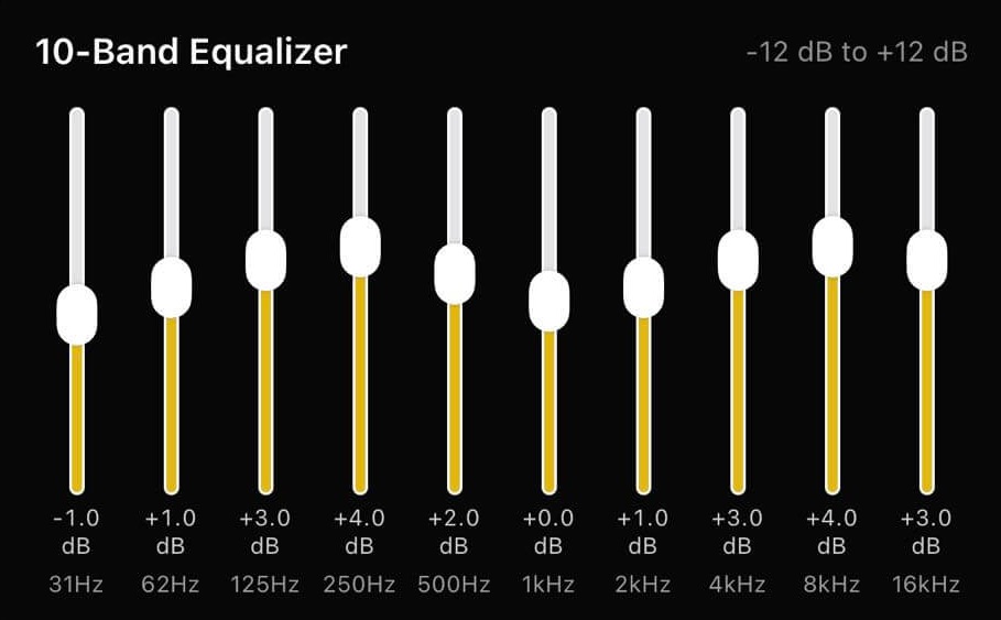Floating OfflineTunes Equalizer controls with ReplayGain settings