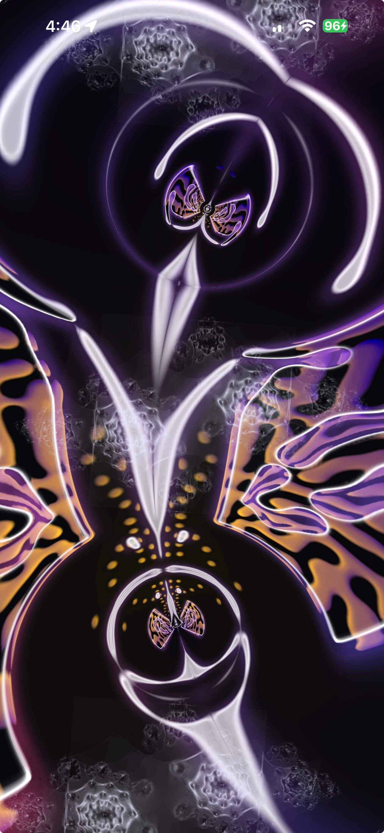 Colorful OfflineTunes Milkdrop visualizer reacting to a track on iPhone