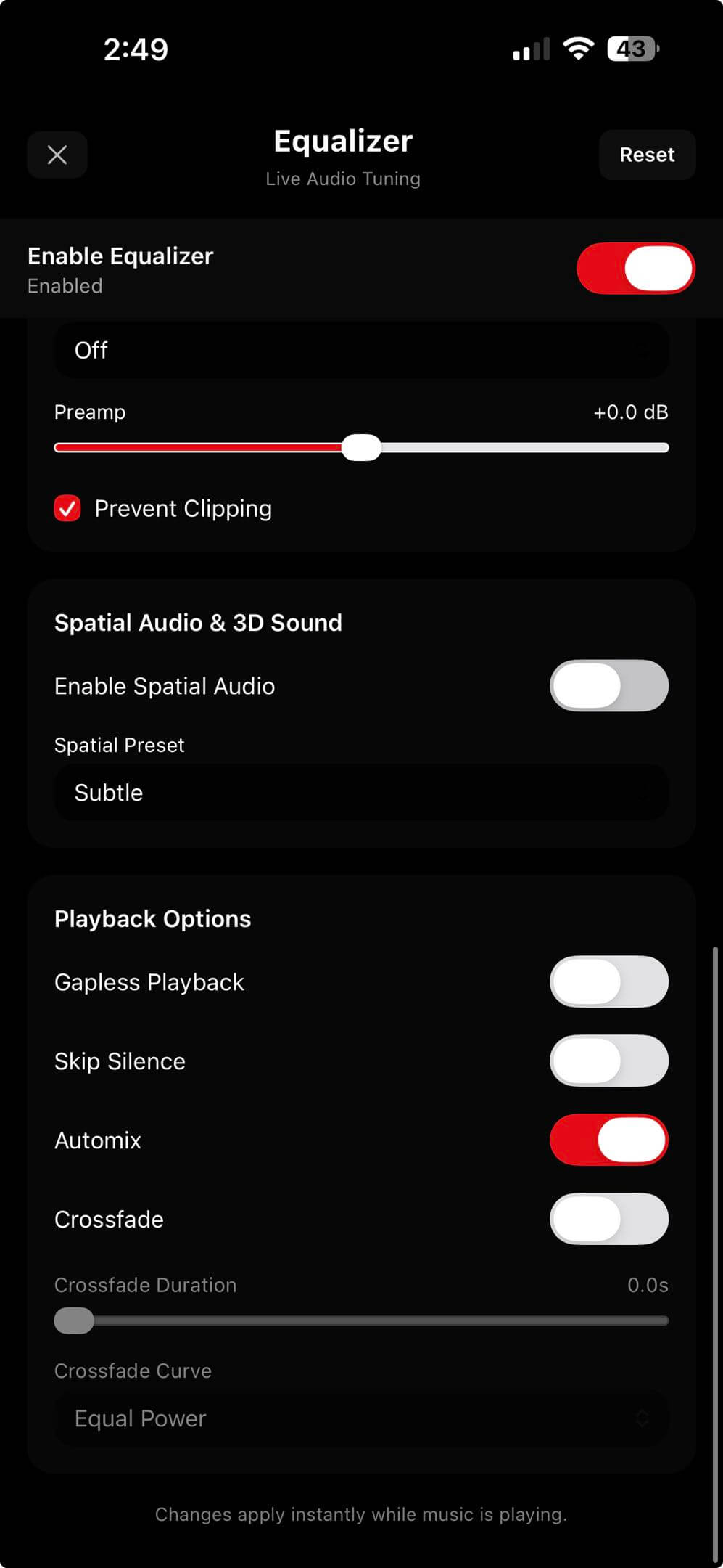 OfflineTunes playback flow controls for shuffle, speed, repeat, and playlist behavior