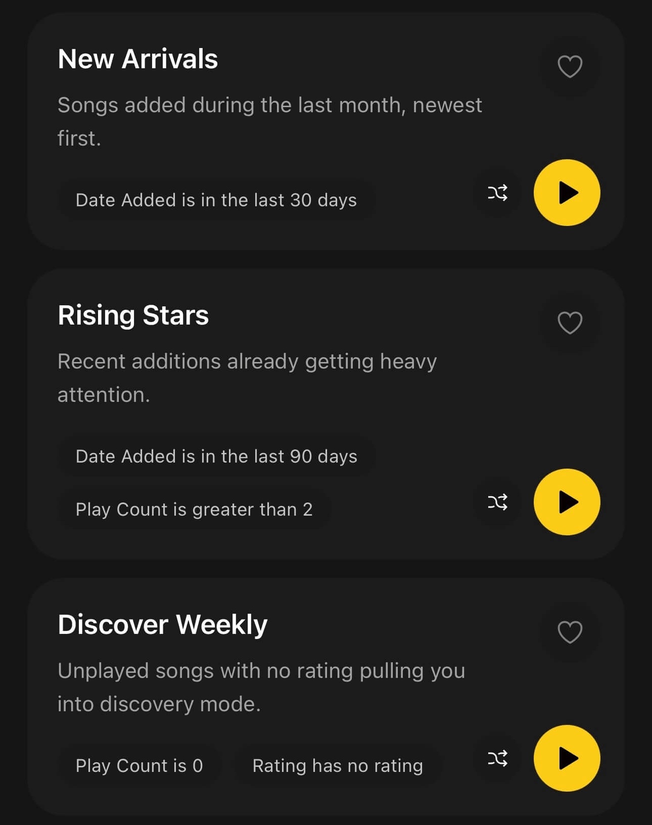 OfflineTunes smart playlist playback list with auto-generated tracks