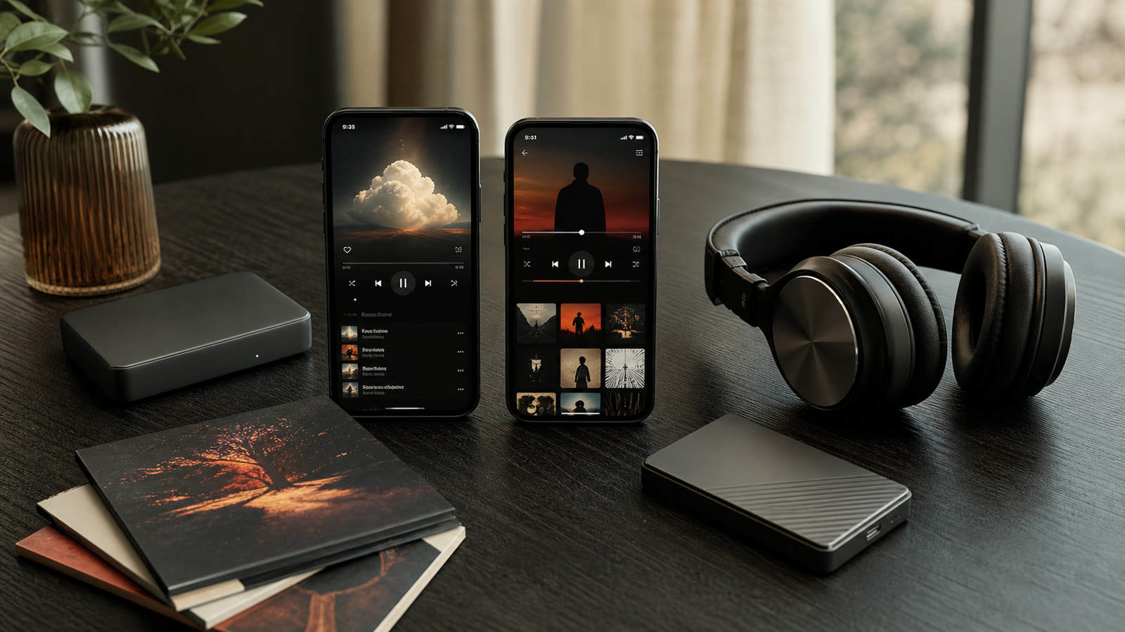 Two premium lossless listening setups comparing cloud storage with a local owned library